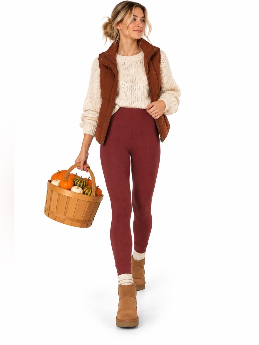 Madewell MWL High-Rise Super Ribbed Seamless Leggings Burnt Rust S/M NWT